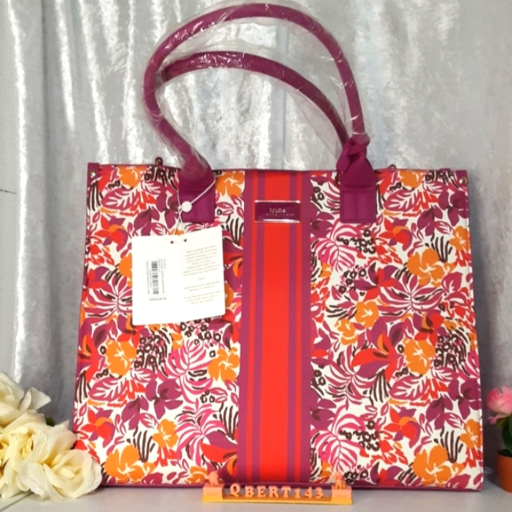 Trina Turk Tote N.W.T. Pink Purple 16.5" X 13"